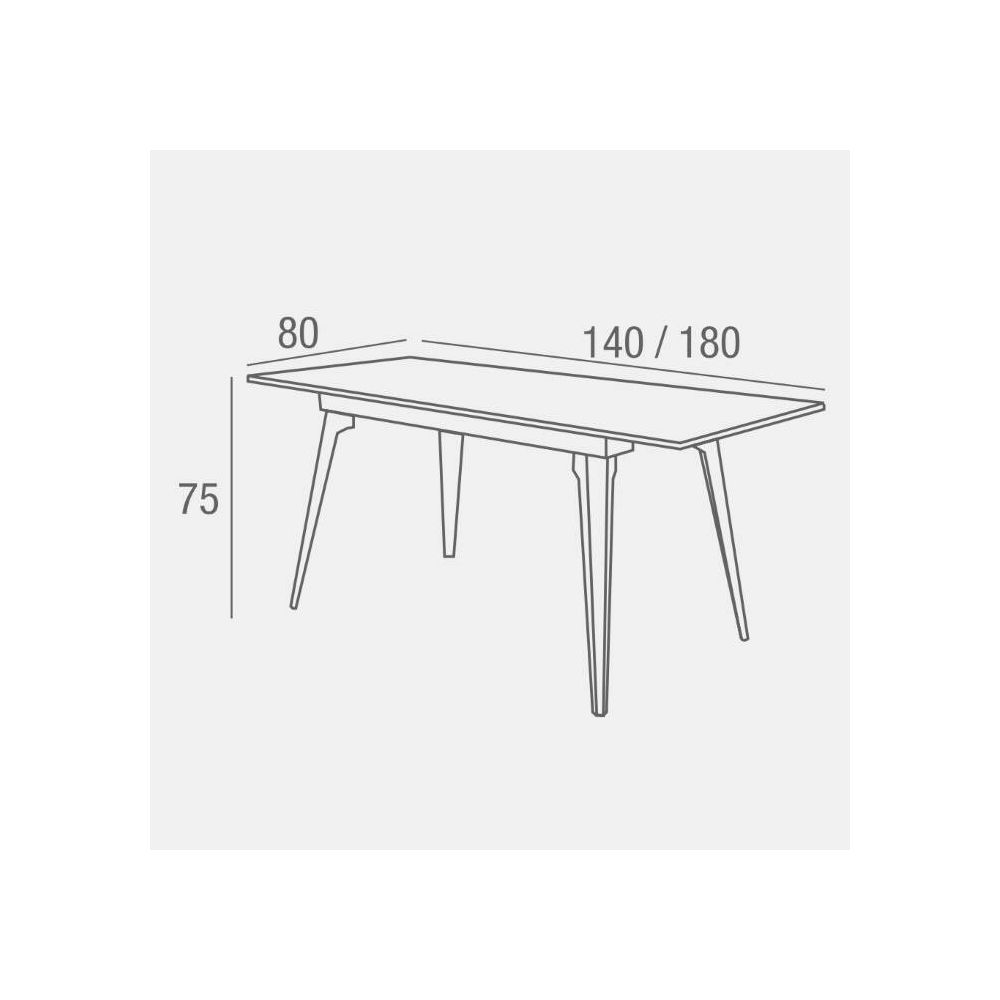 Mesa de Comedor Extensible Moderna – Acabado en Color Cemento y Patas Negro Mate | Ajustable de 140/180x 80x 75 cm