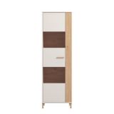 Vitrina Alta en Melamina Color Cashmere y Roble Artisan con 1 Puerta Acristalada - Medidas 59,5x40x192,5 cm