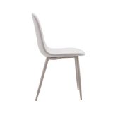 Pack de 4 Sillas con Estructura Tapizada en Tela Beige Claro, Patas Metálicas con Acabado en crema, Medidas 44x53x86 cm