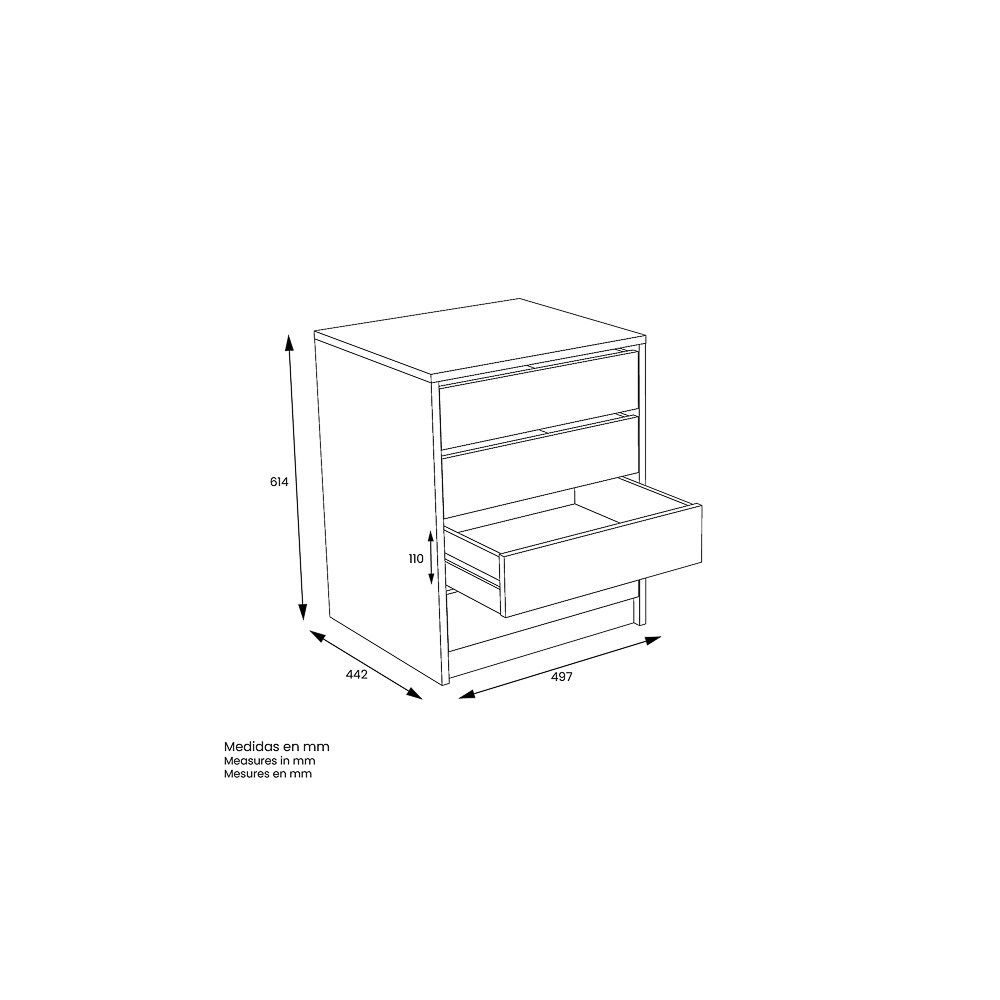 Cajonera 4 cajones | Color: Blanco | Medidas: 62 cm x 50 cm x 44 cm mueble dormitorio