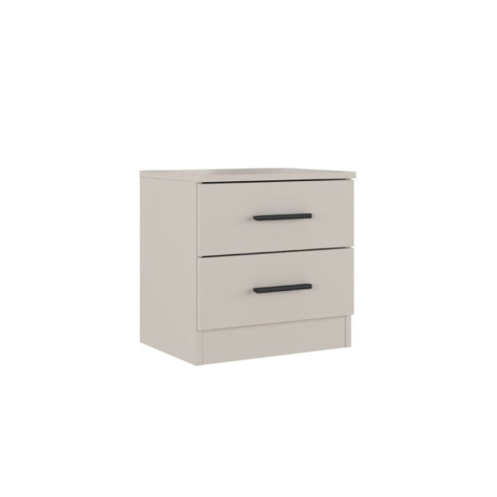 Mesita de Noche 2 cajones, Mesilla de Noche Acabado en Beige y Negro, Medidas: 39,6 cm (Largo) x 33,5 cm (Fondo) x 43 cm (Alto)